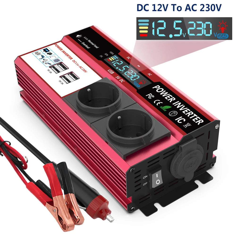 1000W Power Inverter (4000W Peak) DC 12V to AC 220V – High Performance