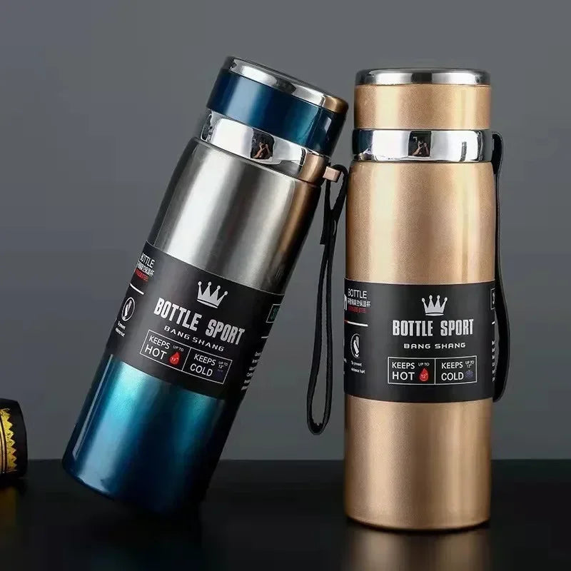 1-liter thermos bottle for water, tea, and coffee.