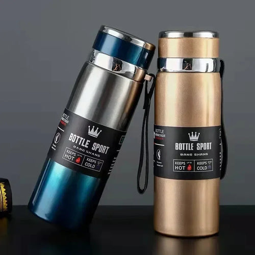 1-liter thermos bottle for water, tea, and coffee.