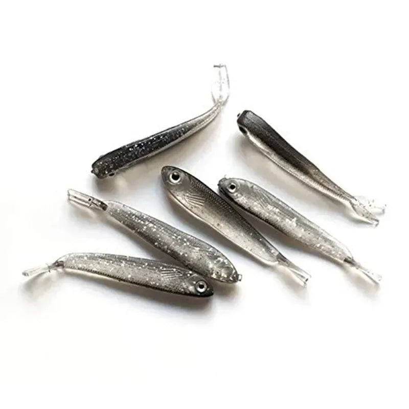 10pcs Soft Bait Fishing Lure Set - Realistic Silver Glitter Design