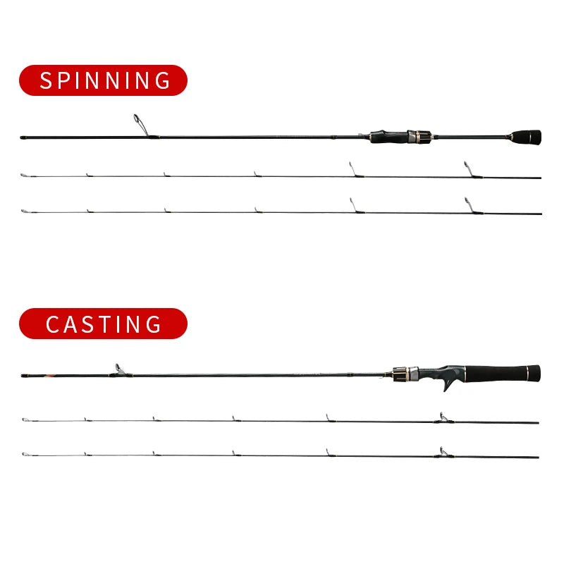 3-Piece Carbon Fiber Fishing Rod - Spinning & Casting Models - High Sensitivity Travel Rod