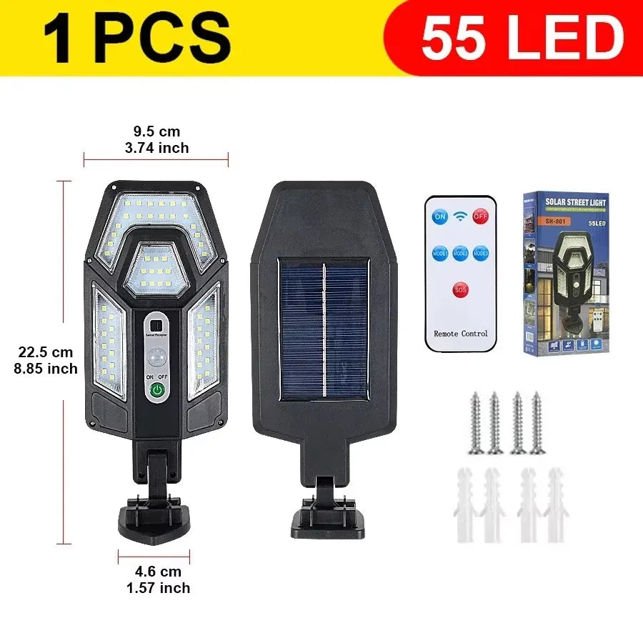 30,000LM Solar Wall Light – Motion Sensor & Remote Control