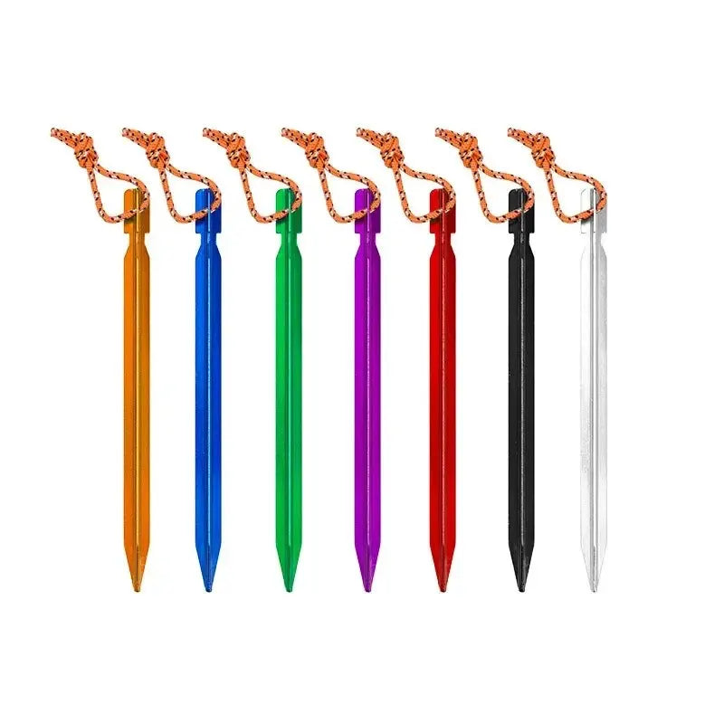 Aluminum Tent Stakes Kit - 10 Pieces, Lightweight & Durable, High Visibility