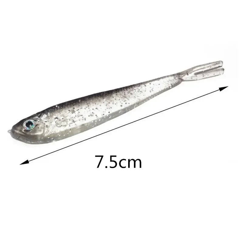 10pcs Soft Bait Fishing Lure Set - Realistic Silver Glitter Design