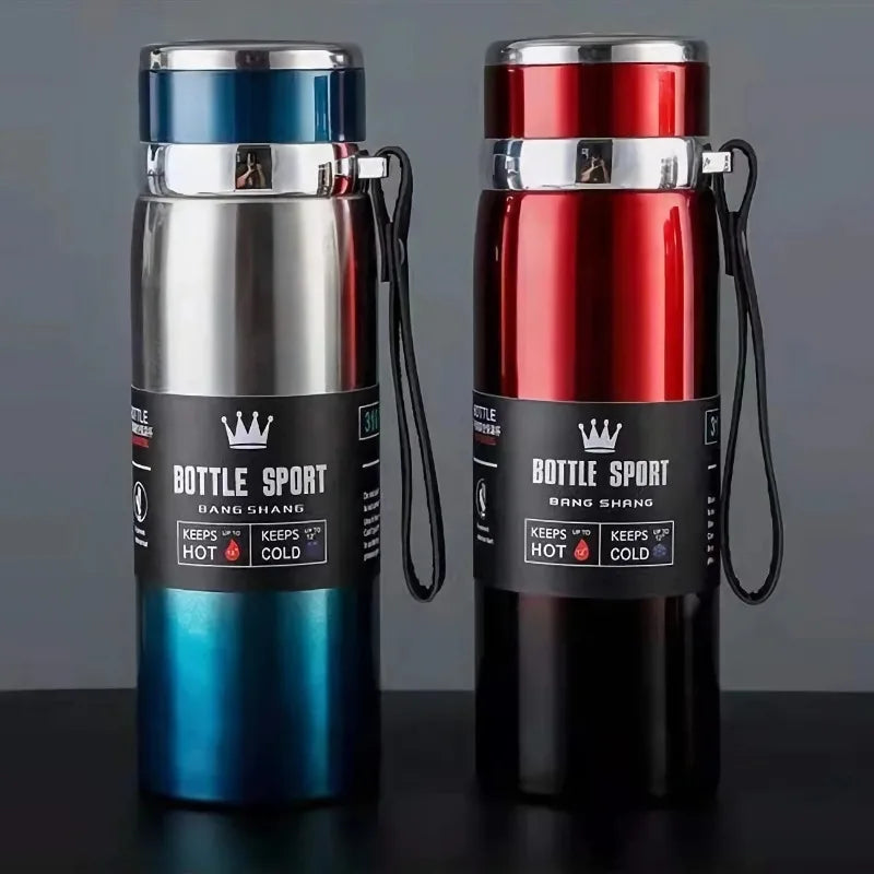 1-liter thermos bottle for water, tea, and coffee.