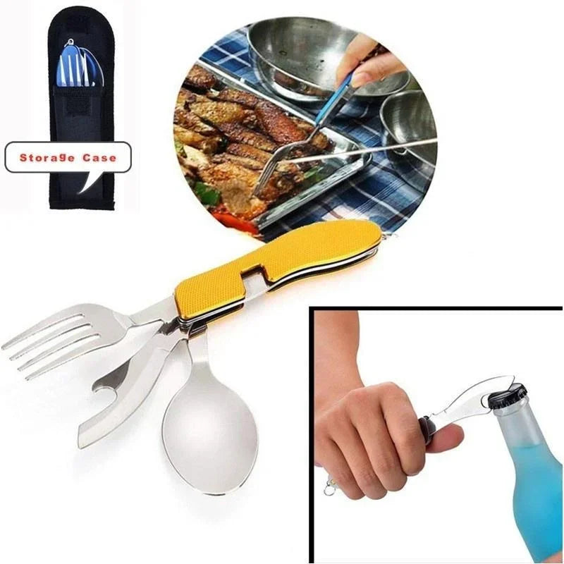 4-in-1 practical cutlery for camping and survival.