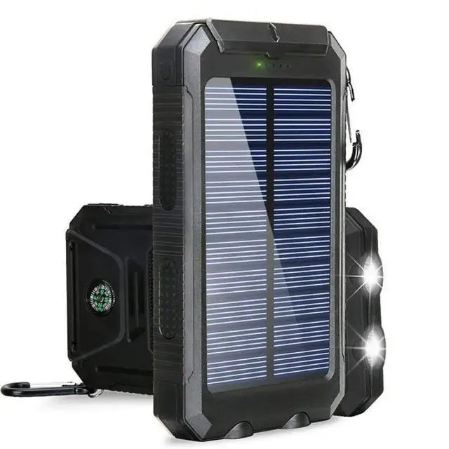 80,000mAh Solar Power Bank – Fast Charging, Dual Flashlight & Built-in Compass