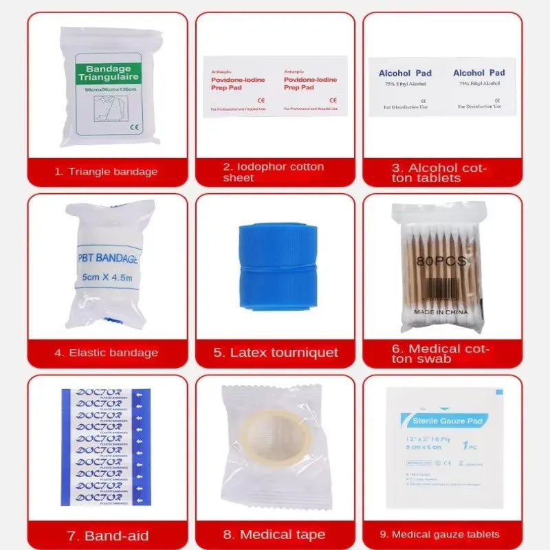 14pcs Compact First Aid Kit – Essential for Travel, Camping, and Emergencies