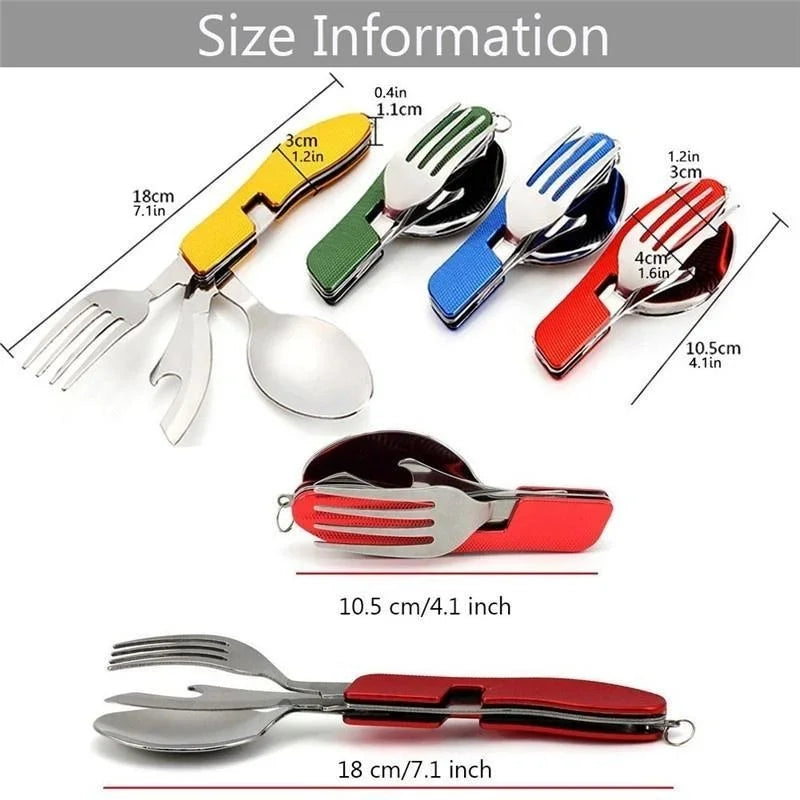 4-in-1 practical cutlery for camping and survival.