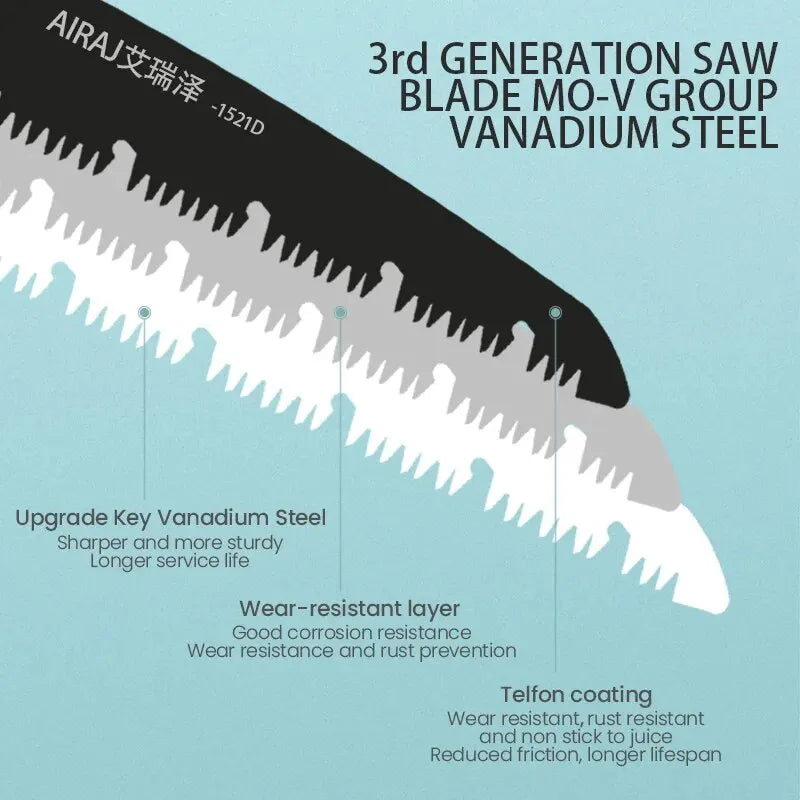 AIRAJ Professional Folding Saw – SK5 Steel Blade for Camping & Pruning