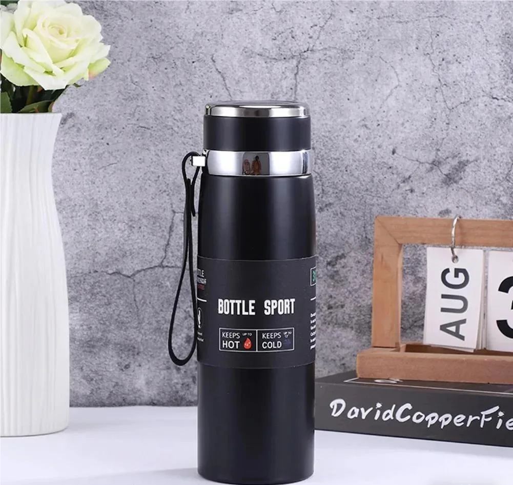 1-liter thermos bottle for water, tea, and coffee.