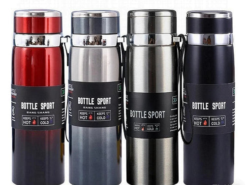 1-liter thermos bottle for water, tea, and coffee.