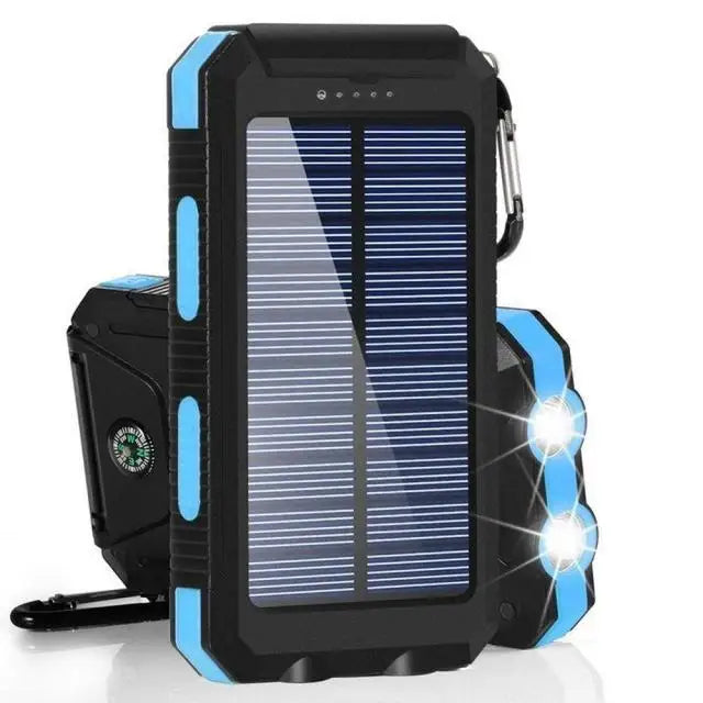 80,000mAh Solar Power Bank – Fast Charging, Dual Flashlight & Built-in Compass