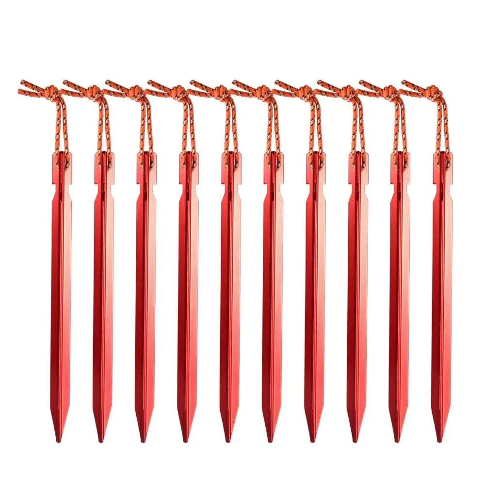 Aluminum Tent Stakes Kit - 10 Pieces, Lightweight & Durable, High Visibility