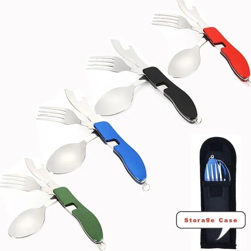 4-in-1 practical cutlery for camping and survival.