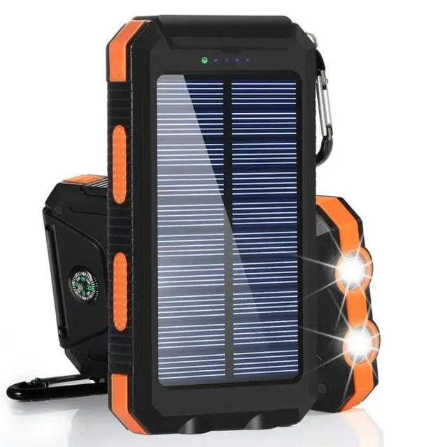 80,000mAh Solar Power Bank – Fast Charging, Dual Flashlight & Built-in Compass